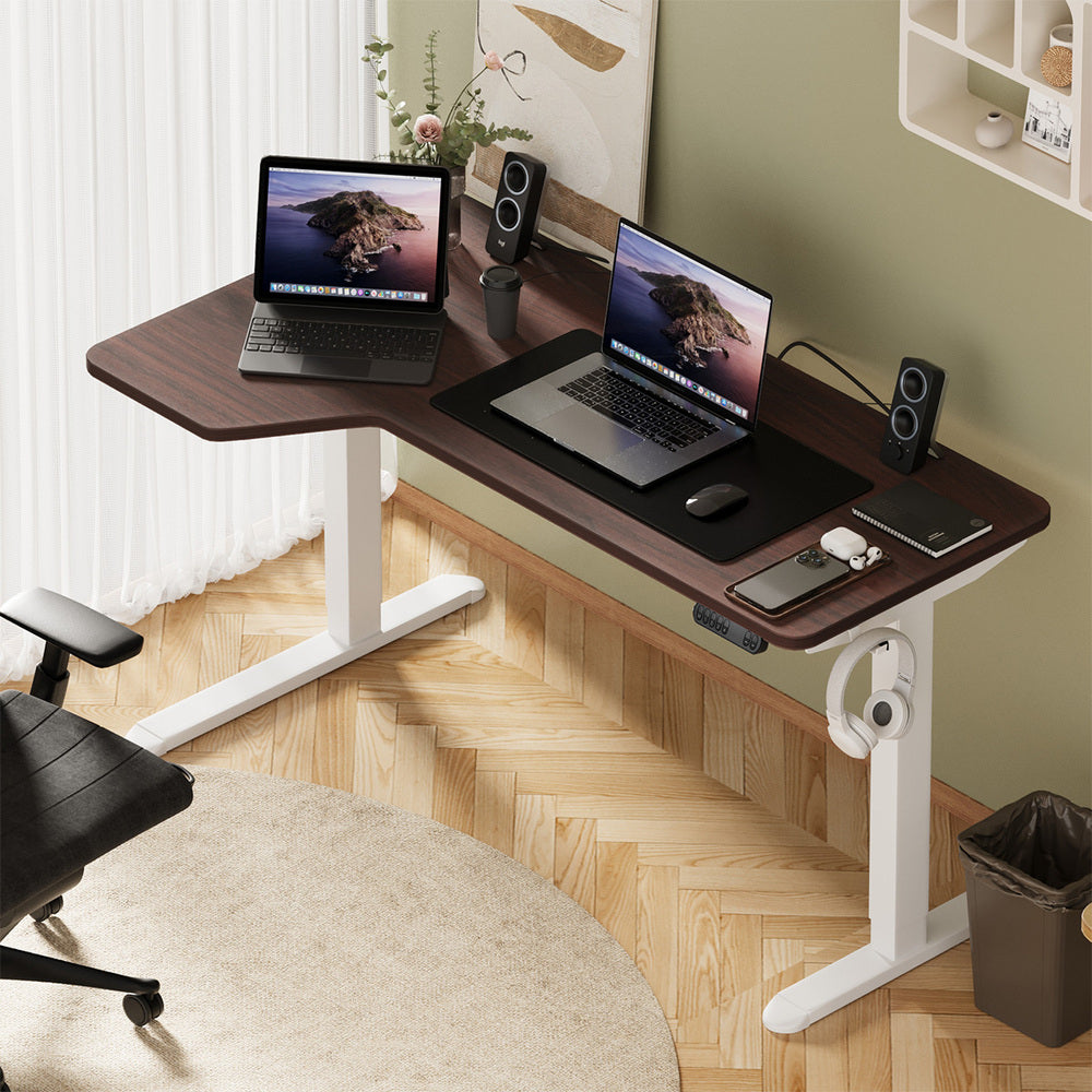 L-shape Electric Standing Desk Single Motor 145CM Black&Oak