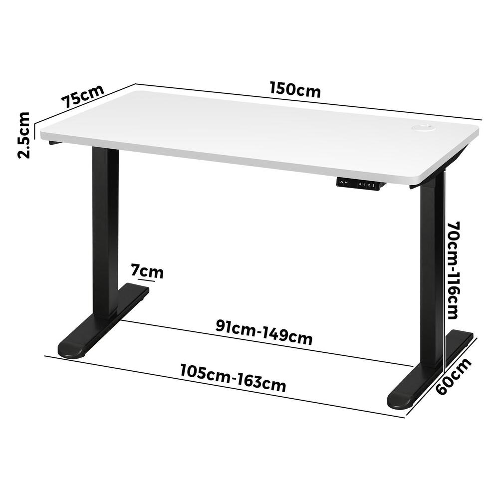 Sit Stand Desk Motorised Adjustable 160cm Black&Oak