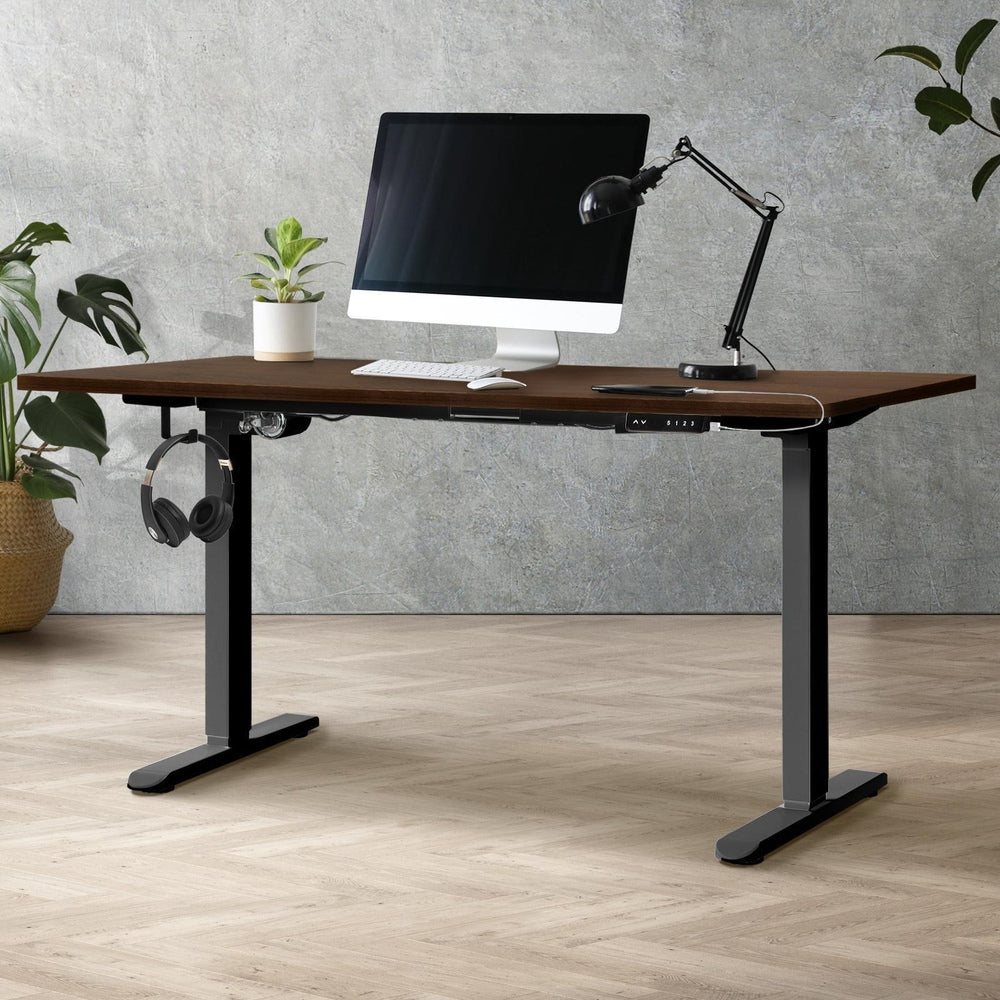 Sit Stand Desk Motorised Adjustable 160cm Black&Oak