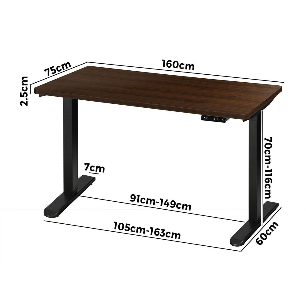 Sit Stand Desk Motorised Adjustable 160cm Black&Oak