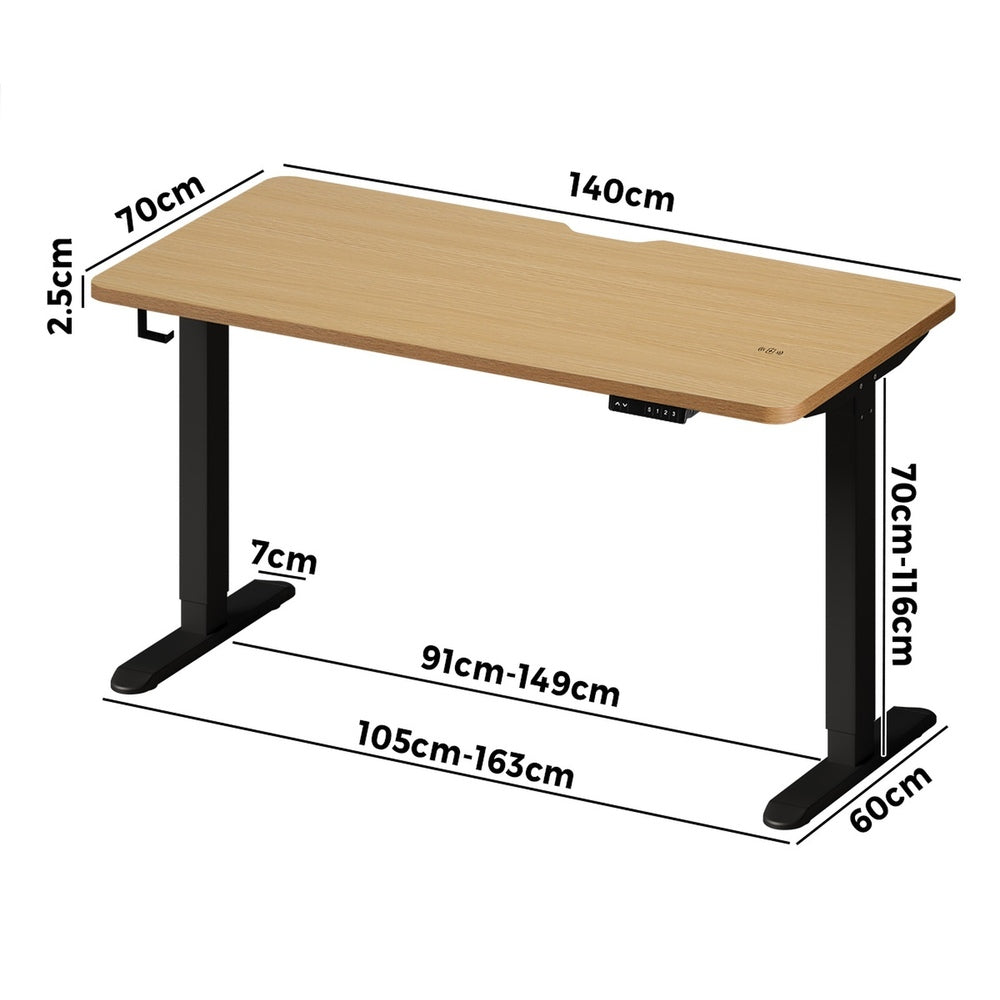 Standing Desk Wireless Charging Single Motor 140CM Black/White