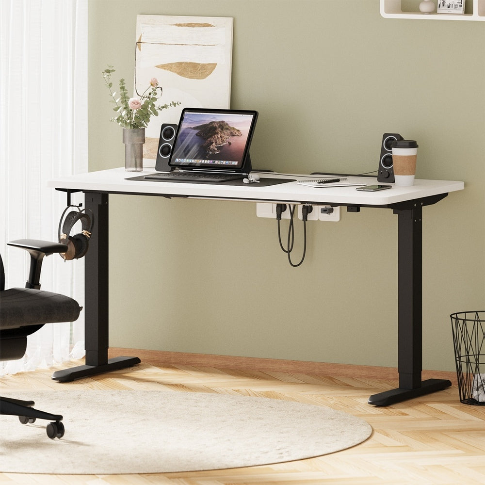 Standing Desk Wireless Charging Single Motor 140CM Black/White