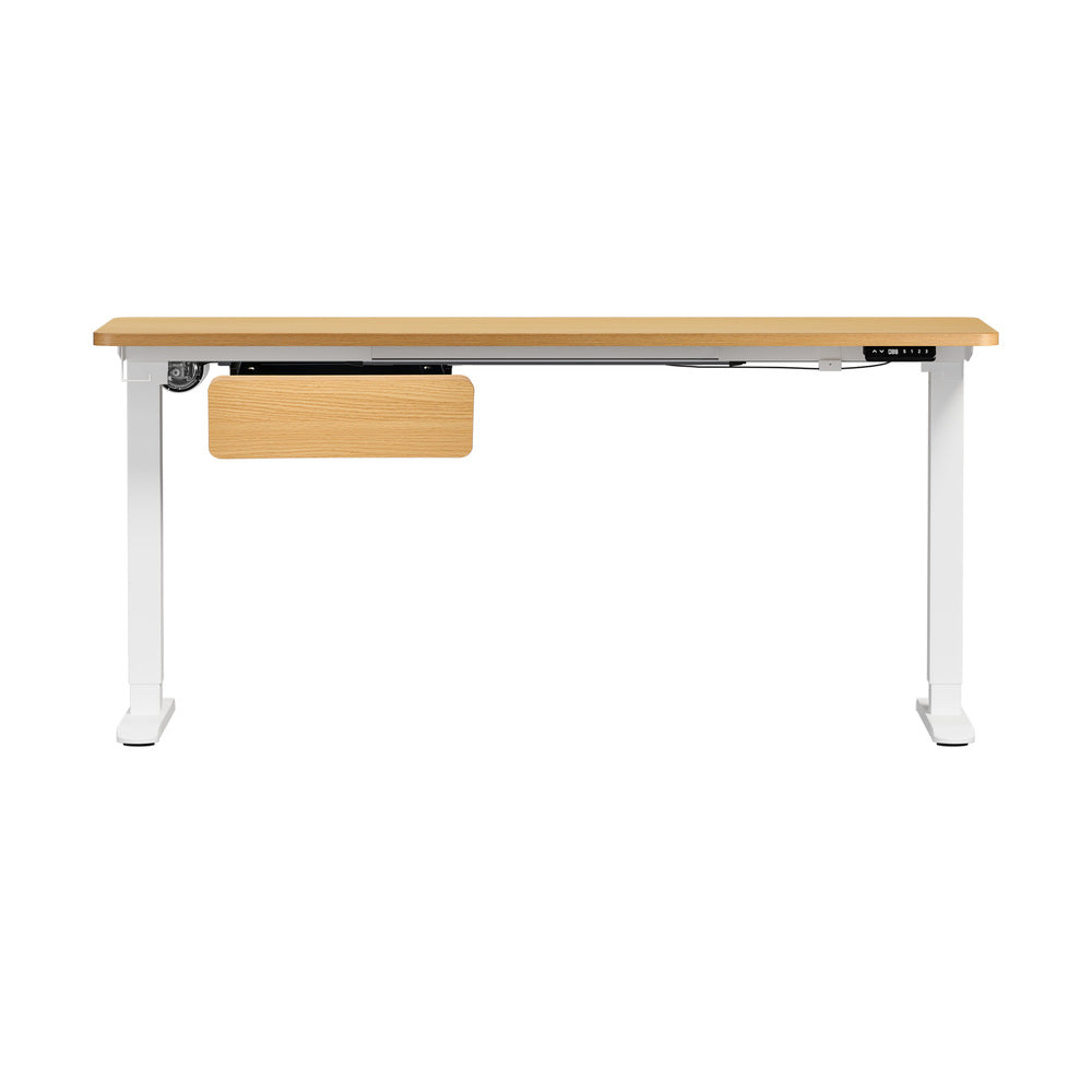 160cm Electric Standing Desk w/ Drawer Adjustable Oak White & Black