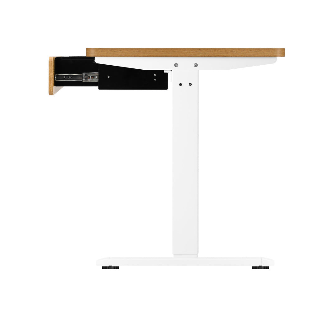 160cm Electric Standing Desk w/ Drawer Adjustable Oak White & Black