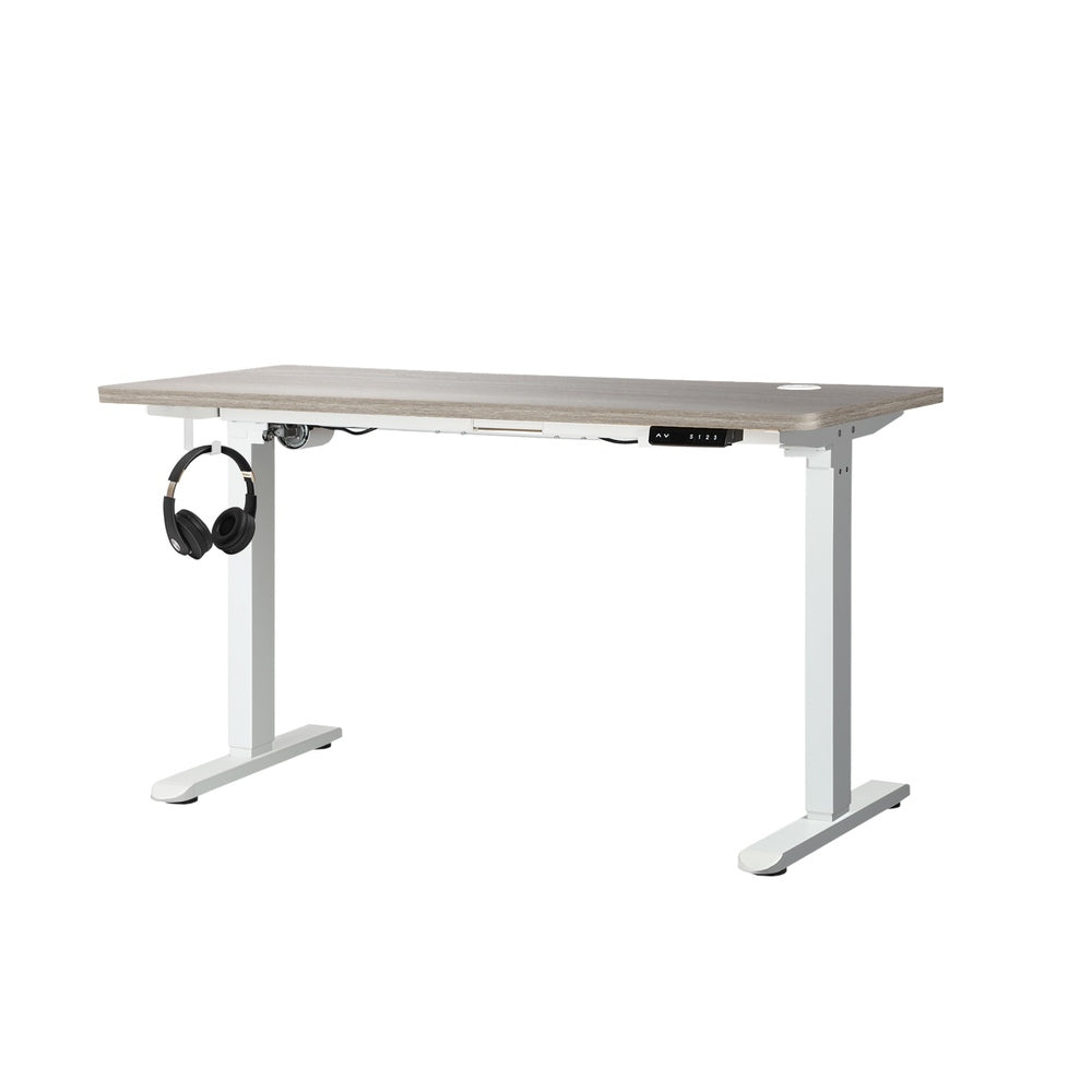 140cm Electric Standing Desk Single Motor Black&Grey-Oak