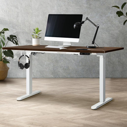 Standing Desk Electric 150cm White and Walnut