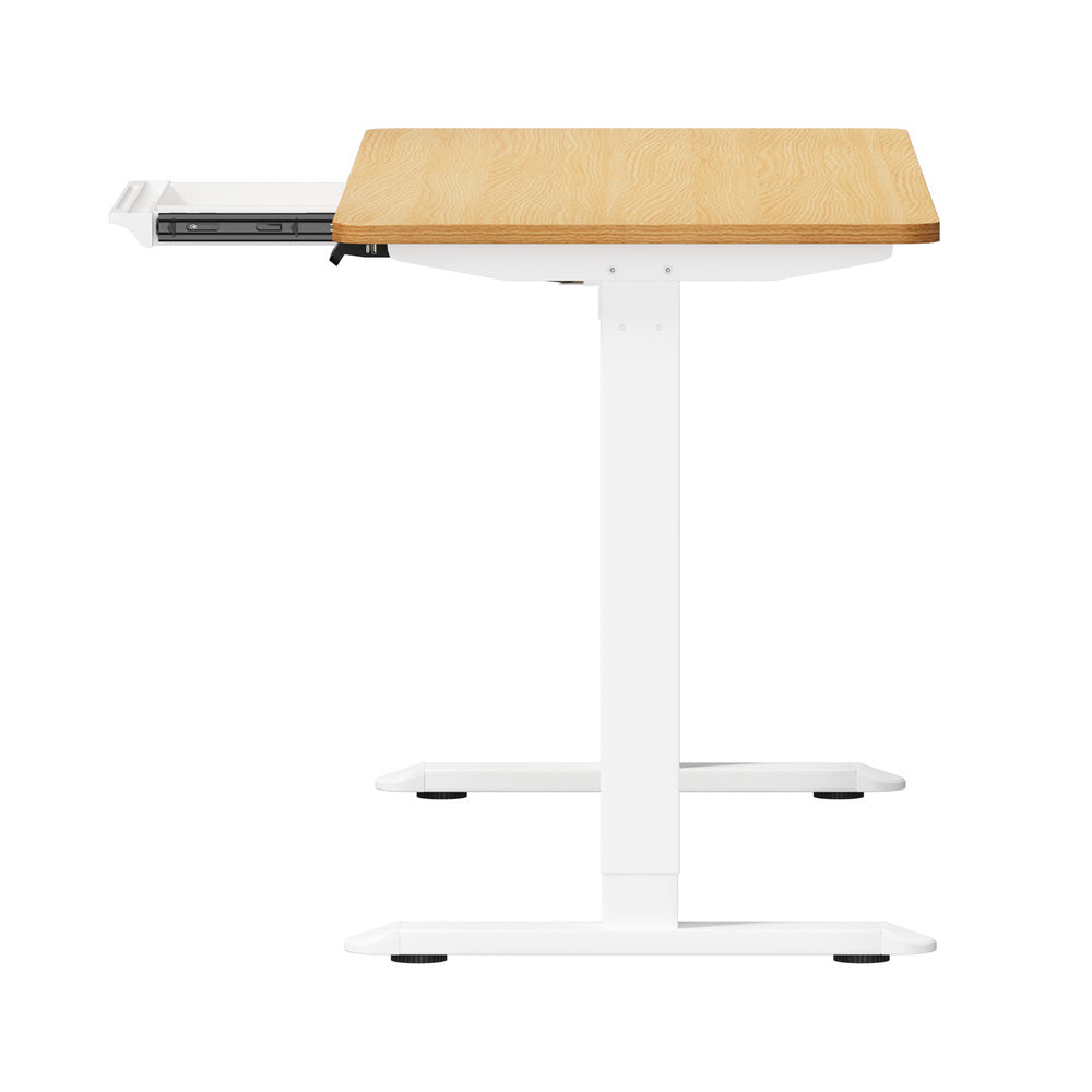 160cm Standing Desk With Drawer Motorized Adjustable White