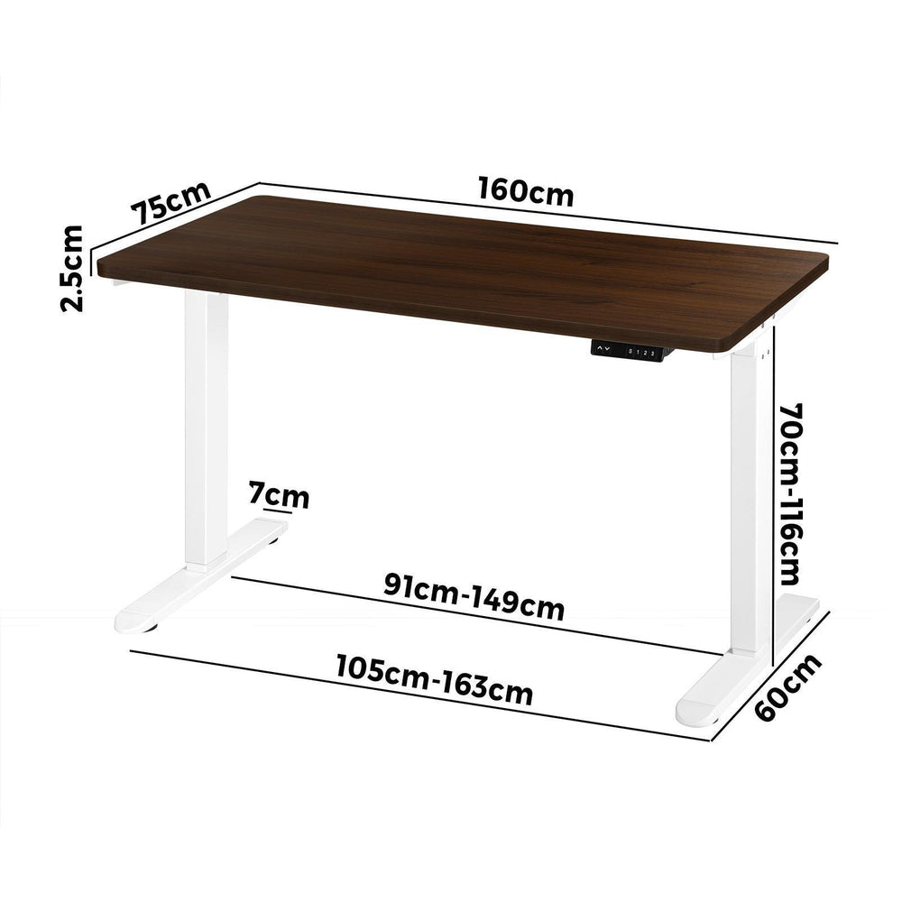 Sit Stand Desk Motorised Adjustable 160cm Black&Oak