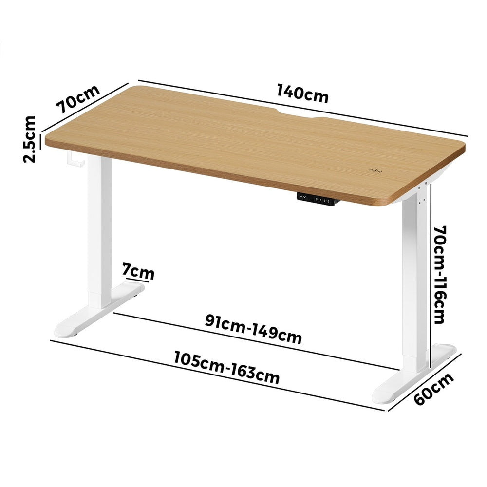 Standing Desk Wireless Charging Single Motor 140CM Black/White
