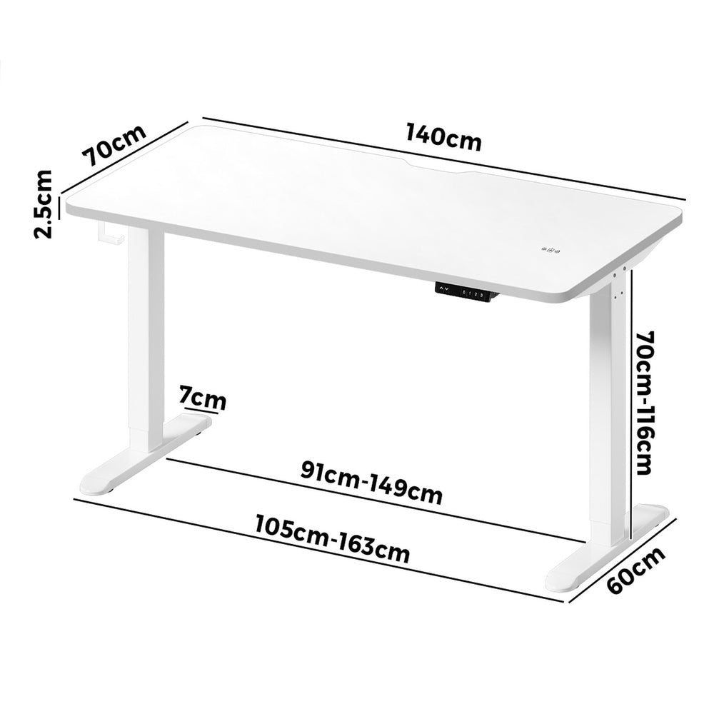 Standing Desk Wireless Charging Single Motor 140CM Black/White