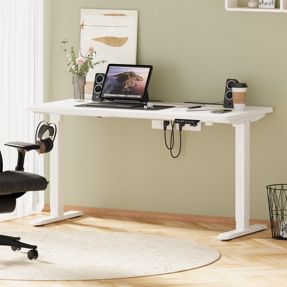 Standing Desk Wireless Charging Single Motor 140CM Black/White