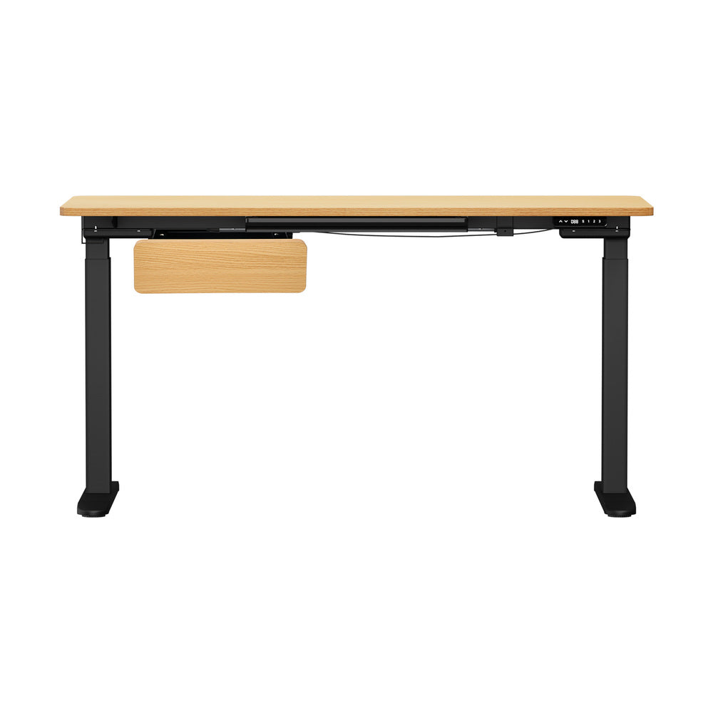 160cm Electric Standing Desk w/ Drawer Adjustable Oak White & Black