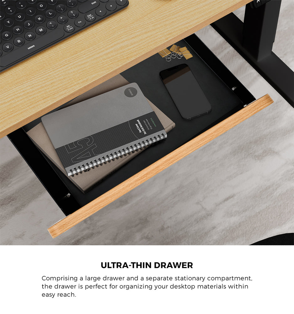 160cm Electric Standing Desk w/ Drawer Adjustable Oak White & Black