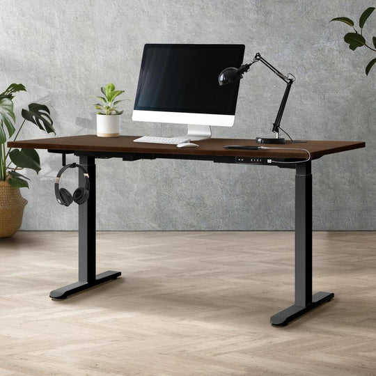 Standing Desk Electric 150cm Black and Walnut