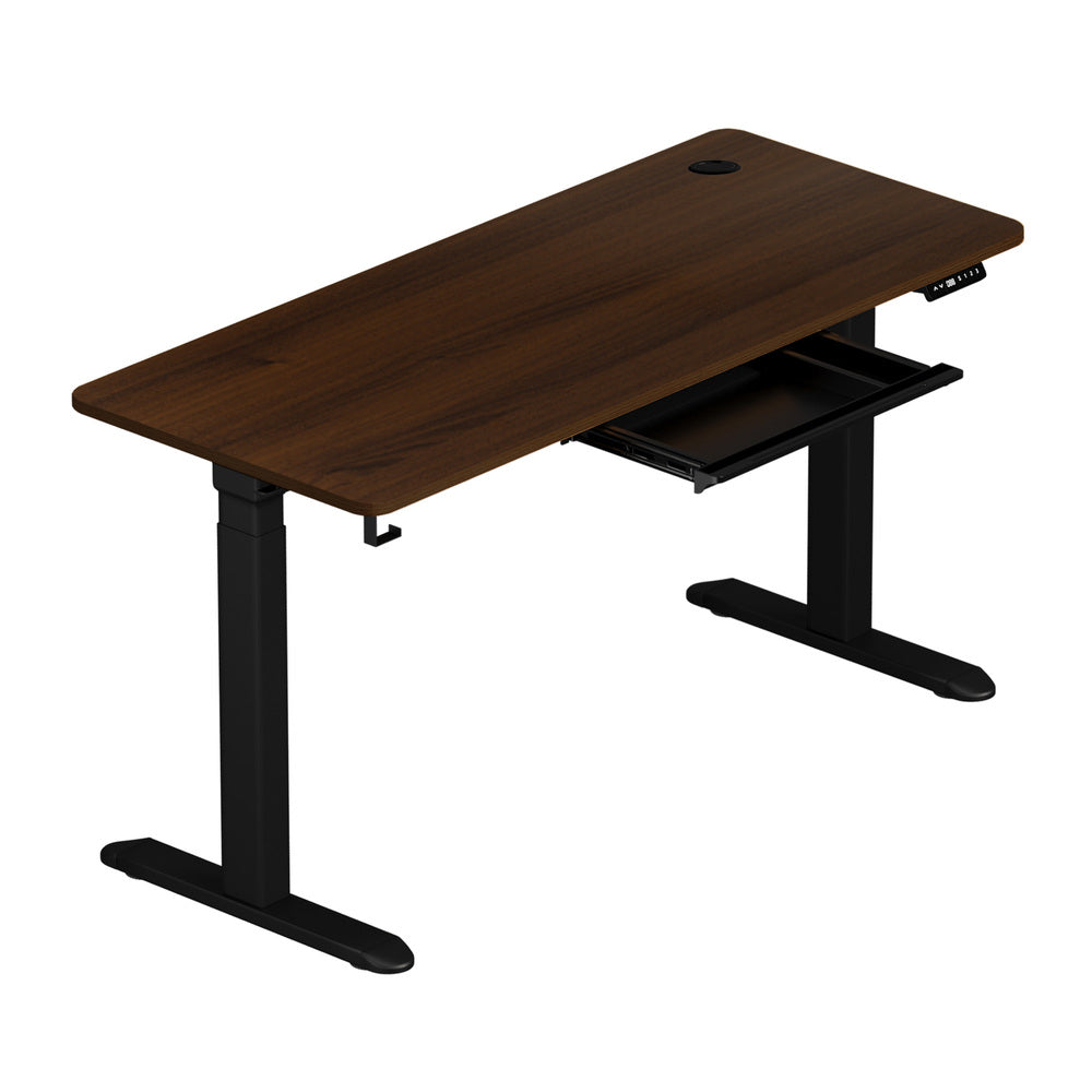 150cm Electric Standing Desk with Drawer Adjustable Black Walnut