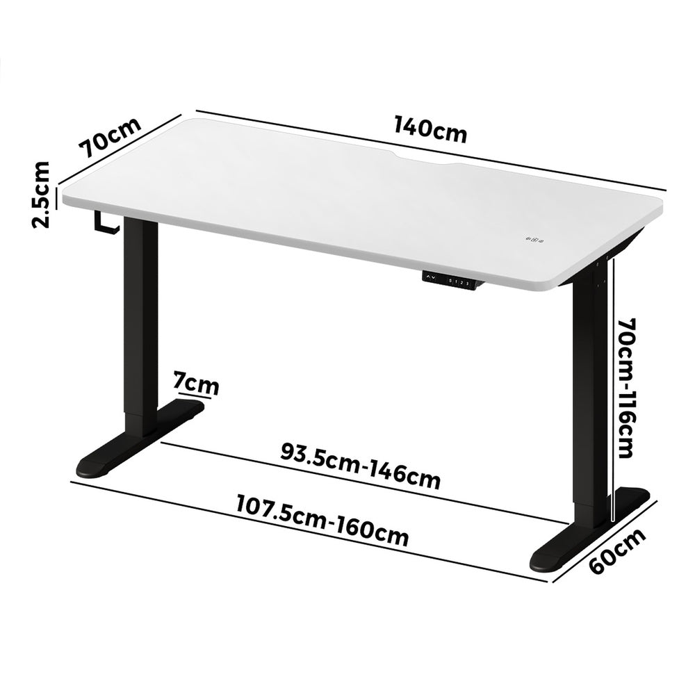 Standing Desk Wireless Charging Dual Motor 140CM Black/White