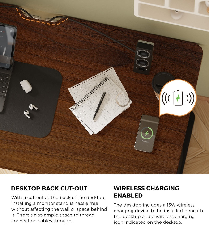 Standing Desk Wireless Charging Dual Motor 140CM Black/White