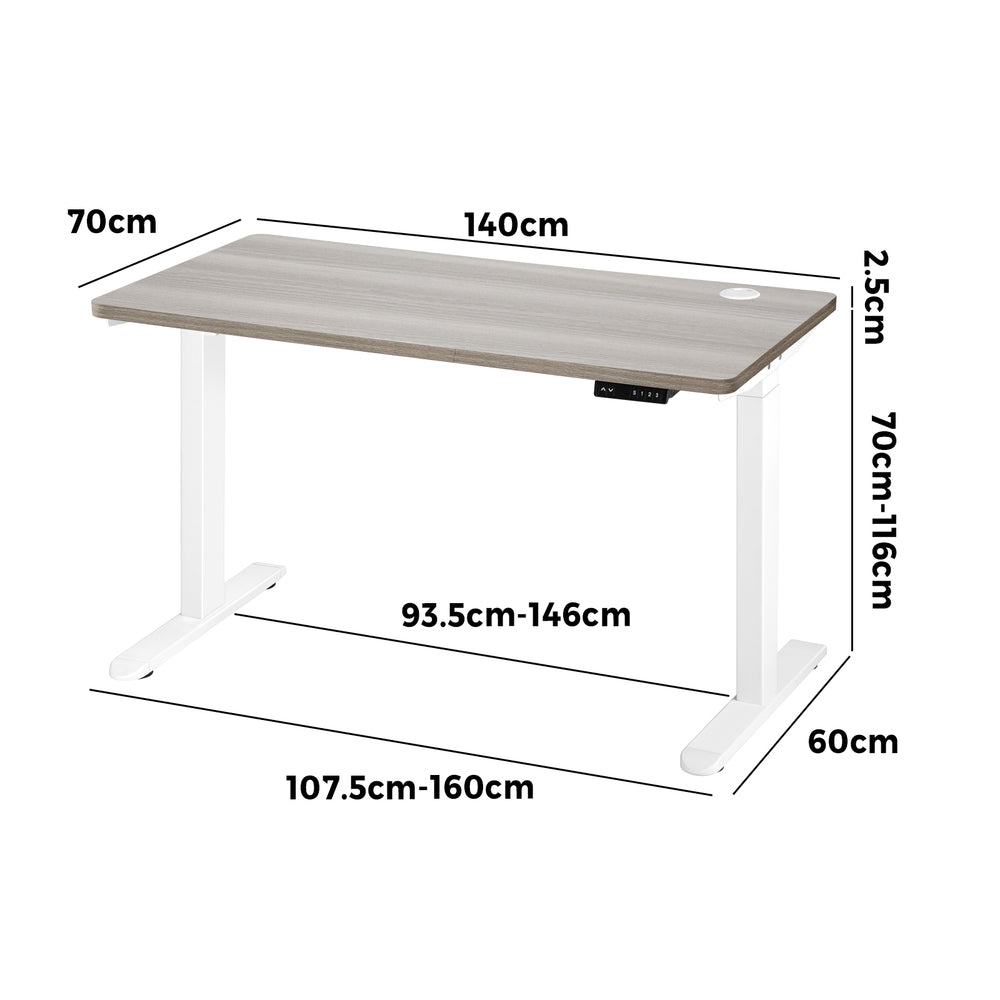 140cm Electric Standing Desk Dual Motor Black&Grey-Oak