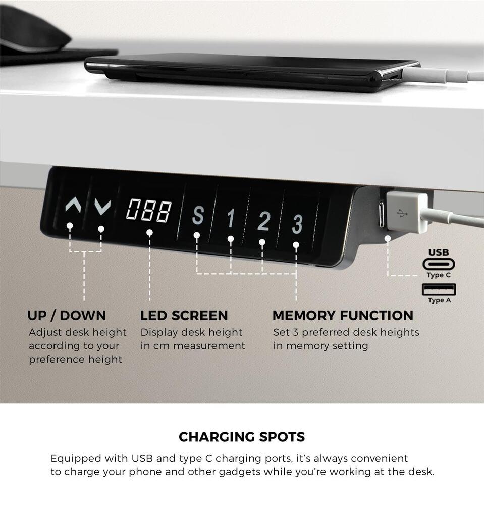 Standing Desk Dual Motor 150cm Black&White