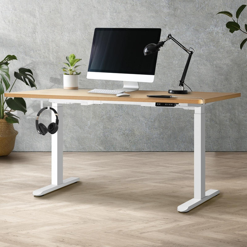 Sit-Stand Desk Height Adjustable Desk White&Walnut with Standing Desk