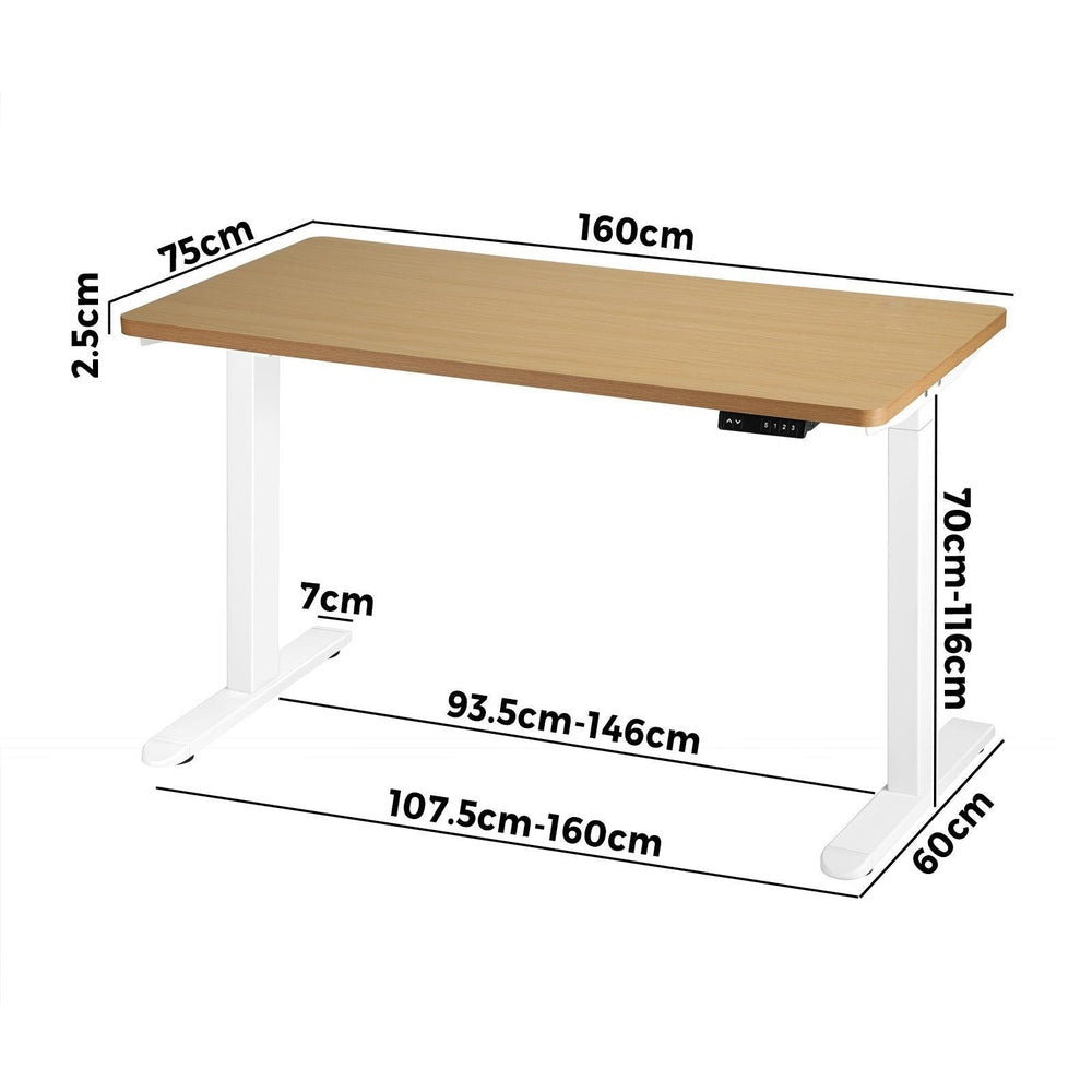 Sit-Stand Desk Height Adjustable Desk White&Walnut