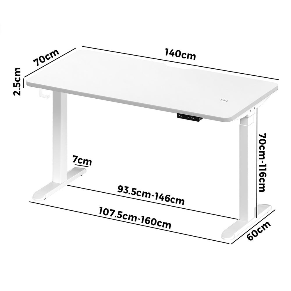 Standing Desk Wireless Charging Dual Motor 140CM Black/White