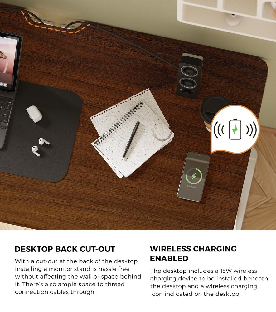 Standing Desk Wireless Charging Dual Motor 140CM Black/White
