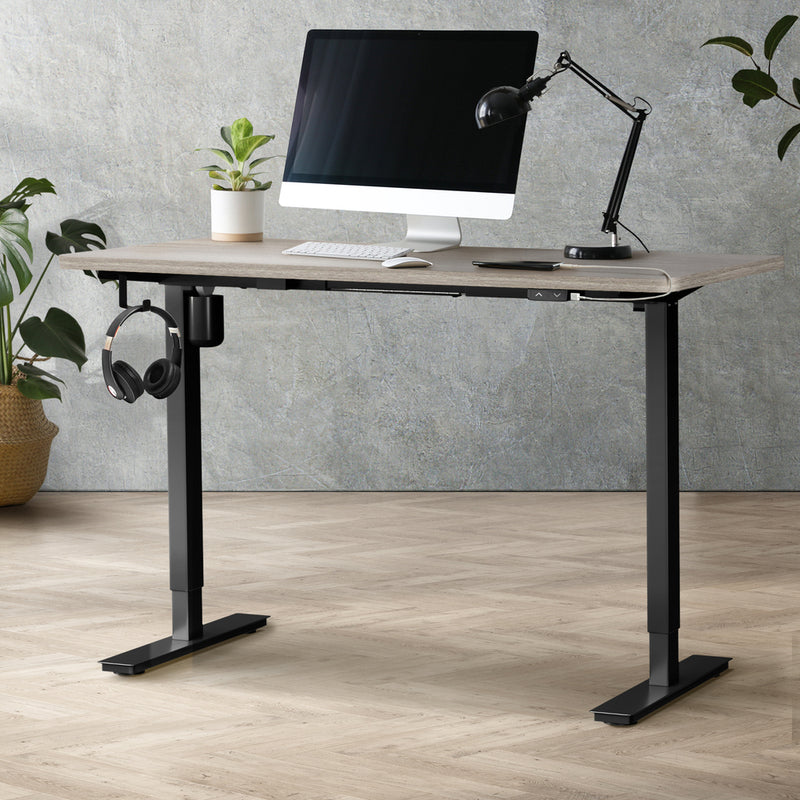 140CM Electric Standing Desk Adjustable Black&Grey-Oak with Standing Desk
