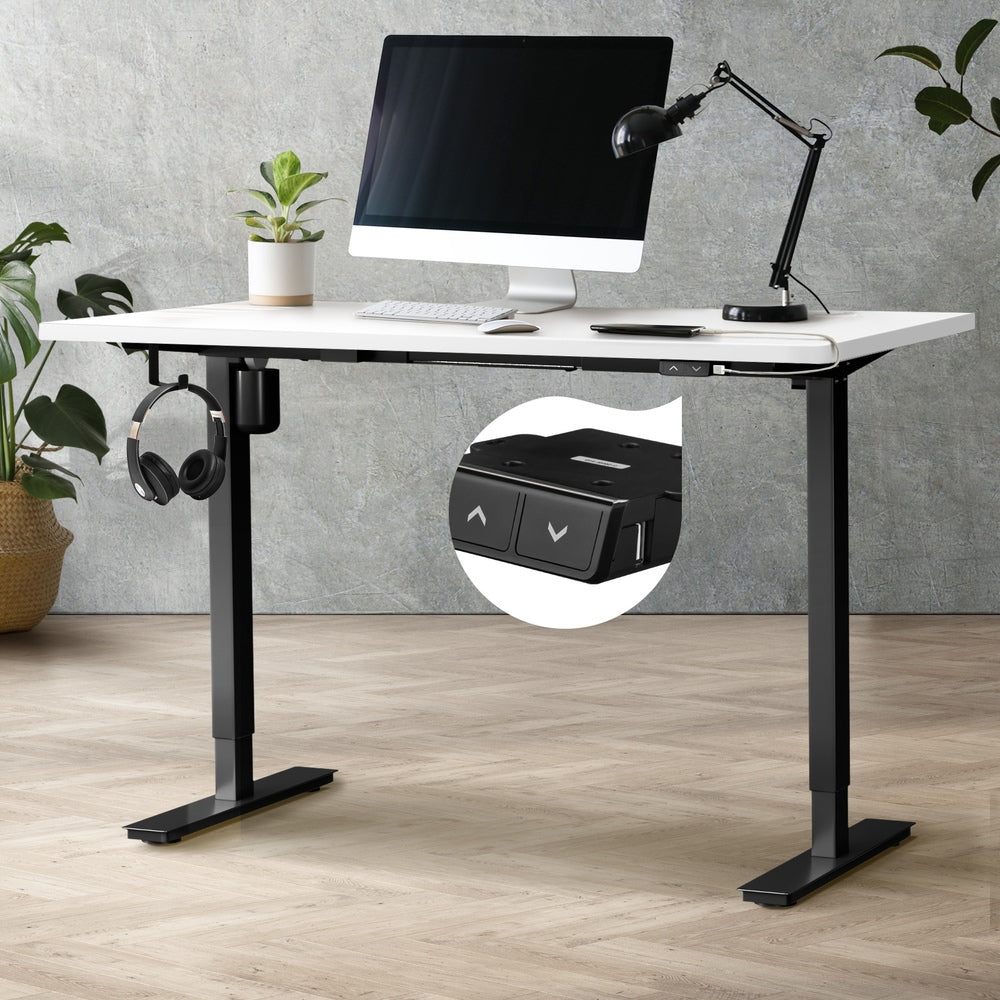 Electric Standing Desk Single Motor White 150cm