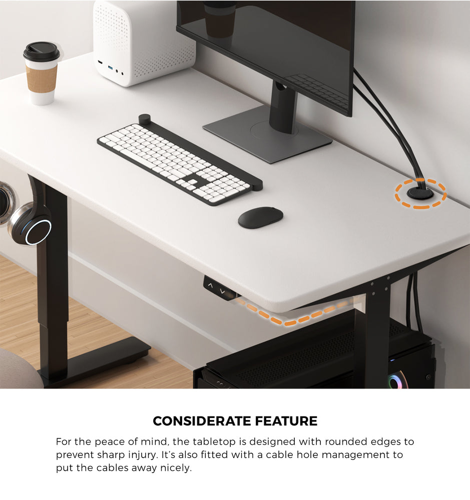 Electric Standing Desk Single Motor White 150cm