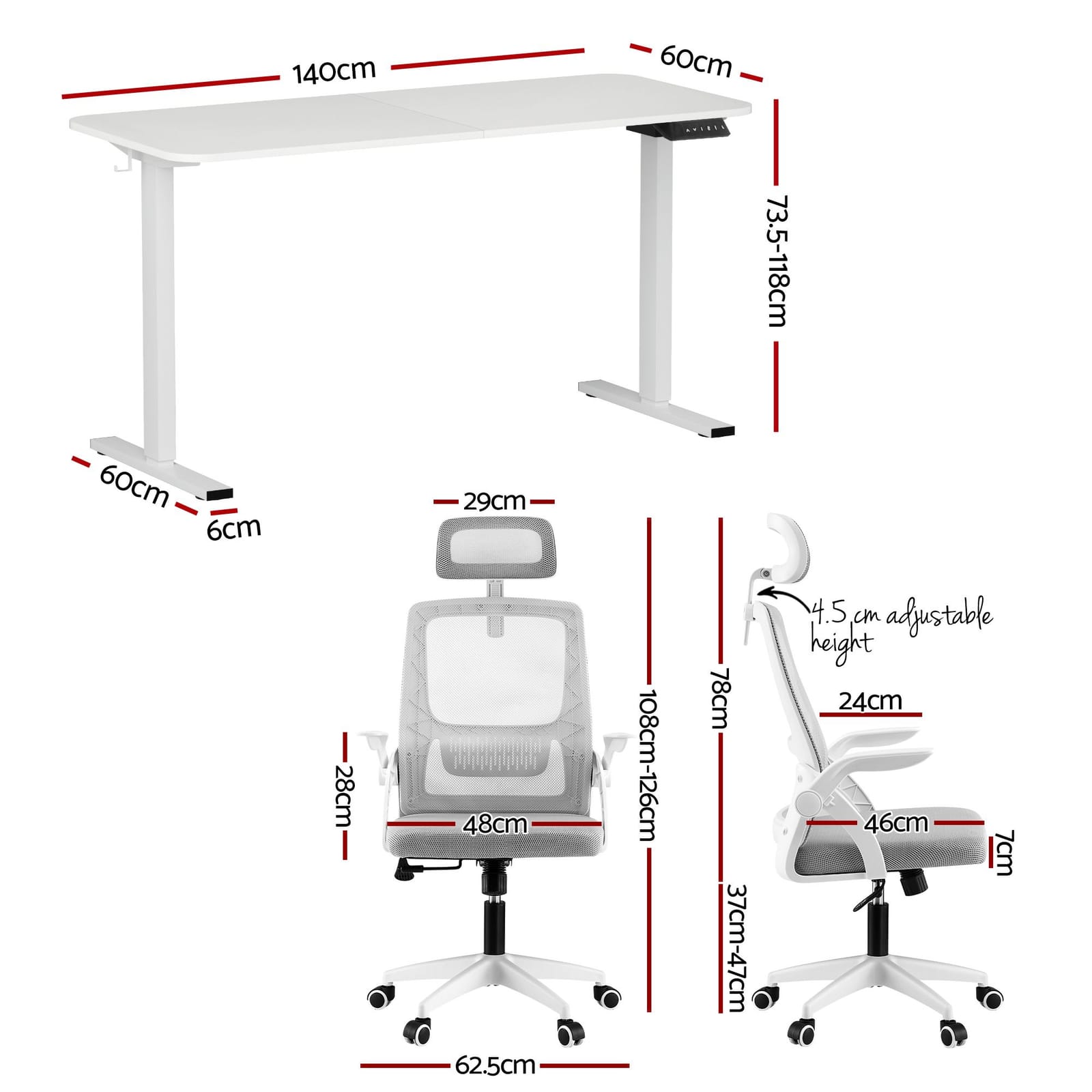 Standing Desk Ergonomic Combo 1400x600x16cm