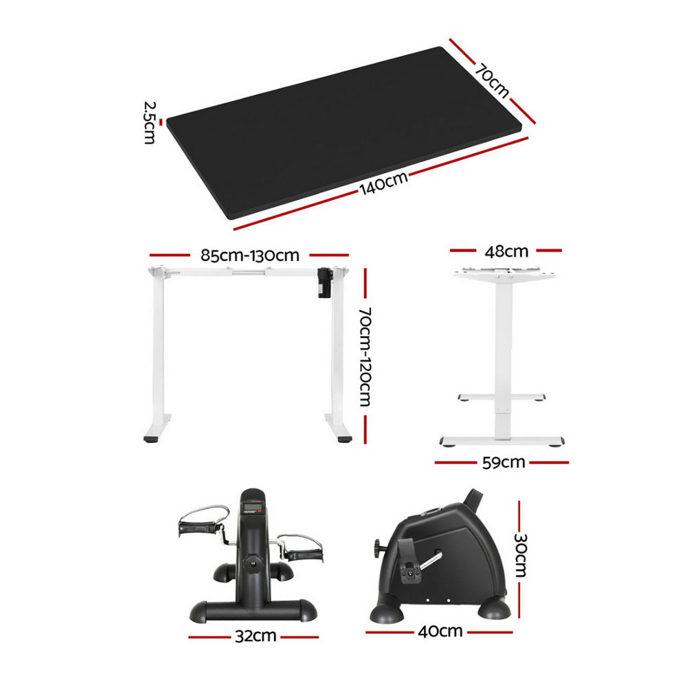 140cm Electric Standing Desk with Mini Pedal Exercise Bike Home Office