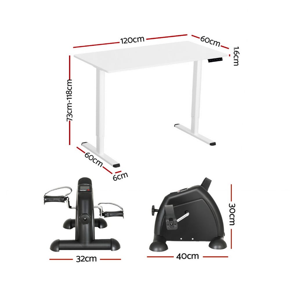 Electric Standing Desk Bike Combo 120x60x73cm