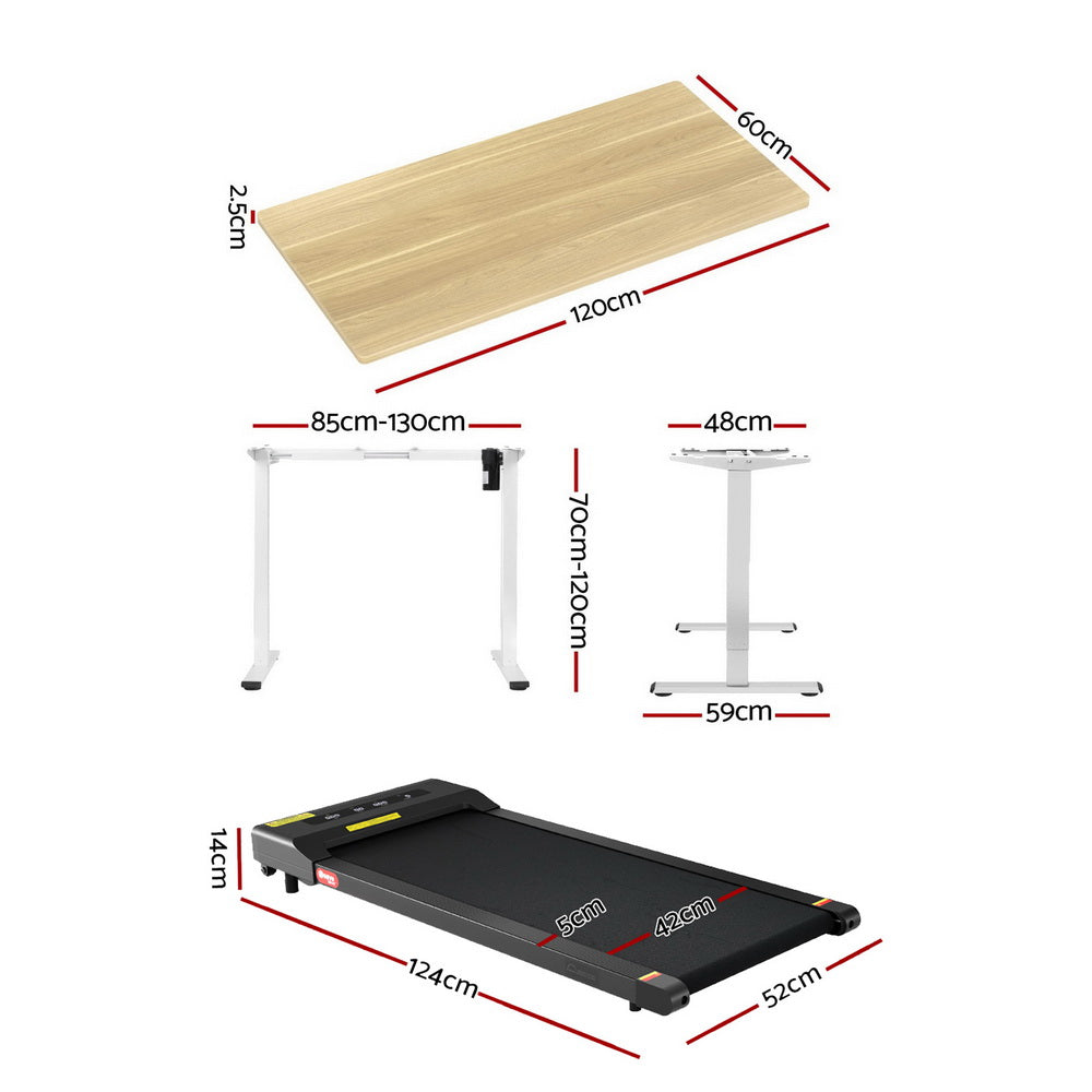 Electric Treadmill with 120cm Automatic Standing Desk Walking Pad 400mm, Desks