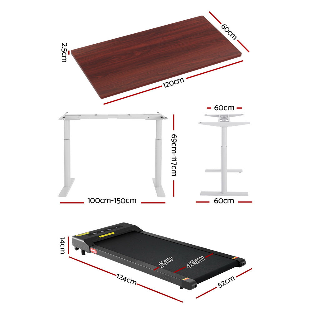 400mm Treadmill Electric Walking Pad with 120cm Automatic Standing Desk