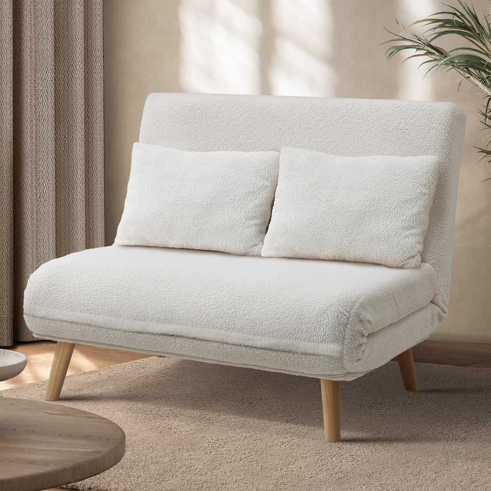 Lounge Sofa Bed Polyester Double Seat Green