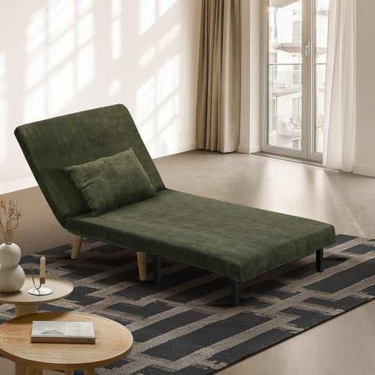 Lounge Sofa Bed Polyester Single Seat Green | Green colour