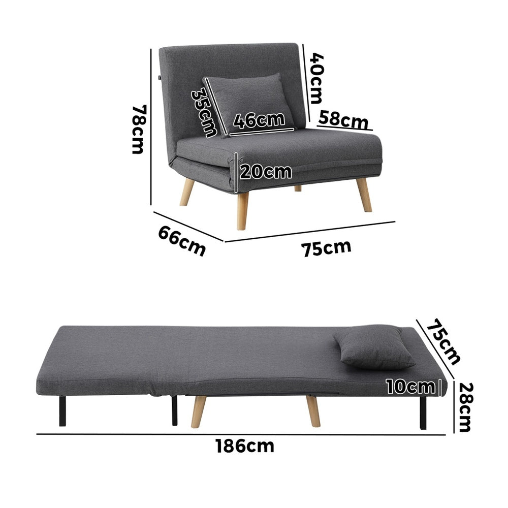 Lounge Sofa Bed Polyester Single Seat Green