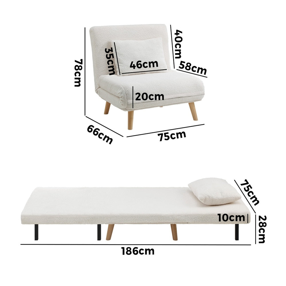 Lounge Sofa Bed Polyester Single Seat Green