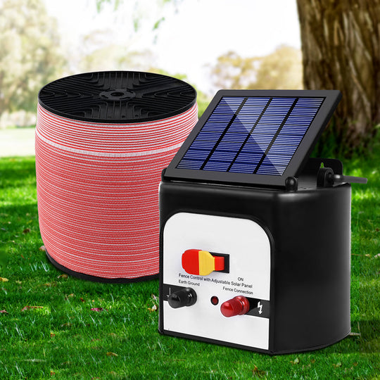 Fence Energiser 8Km Solar Powered Electric 1200M Poly Tape | Fencing