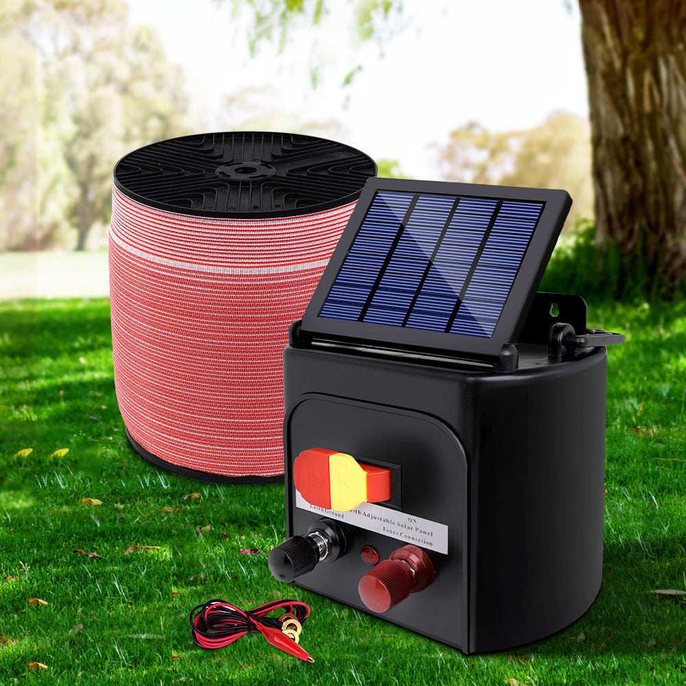 Fence Energiser 3Km Solar Powered Electric 2000M Poly Tape