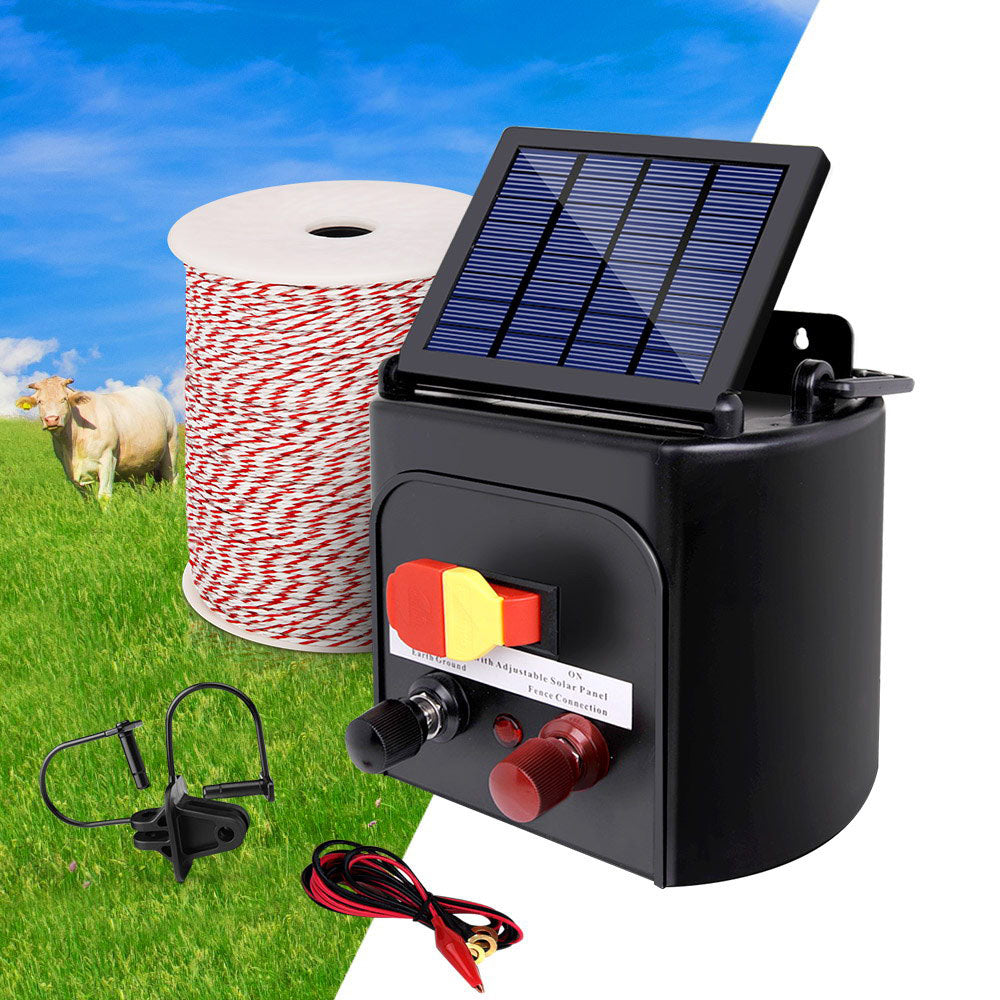 5km Solar Electric Fence Energizer Charger with 500M Tape and 25pcs Insulators