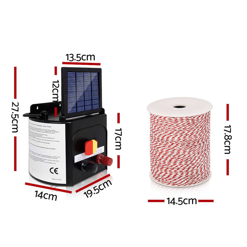 5km Solar Electric Fence Energizer Charger with 500M Tape and 25pcs Insulators