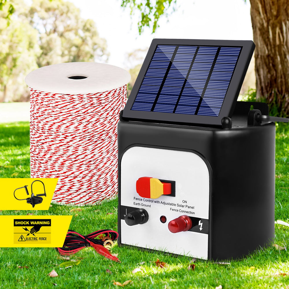 Fence Energiser 8Km Solar Powered Electric 500M Poly Wire Insulator