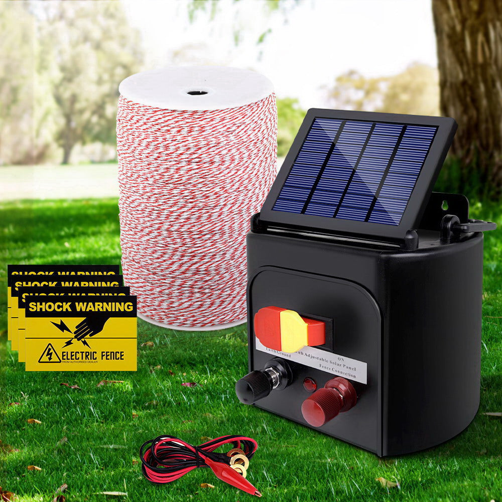 5KM Solar Electric Fence Energiser Energizer 0.15J + 2000M Poly Wire Tape
