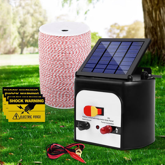 8km Solar Powered Fence Energiser with 2km Poly Wire Electric Fencing | Fencing
