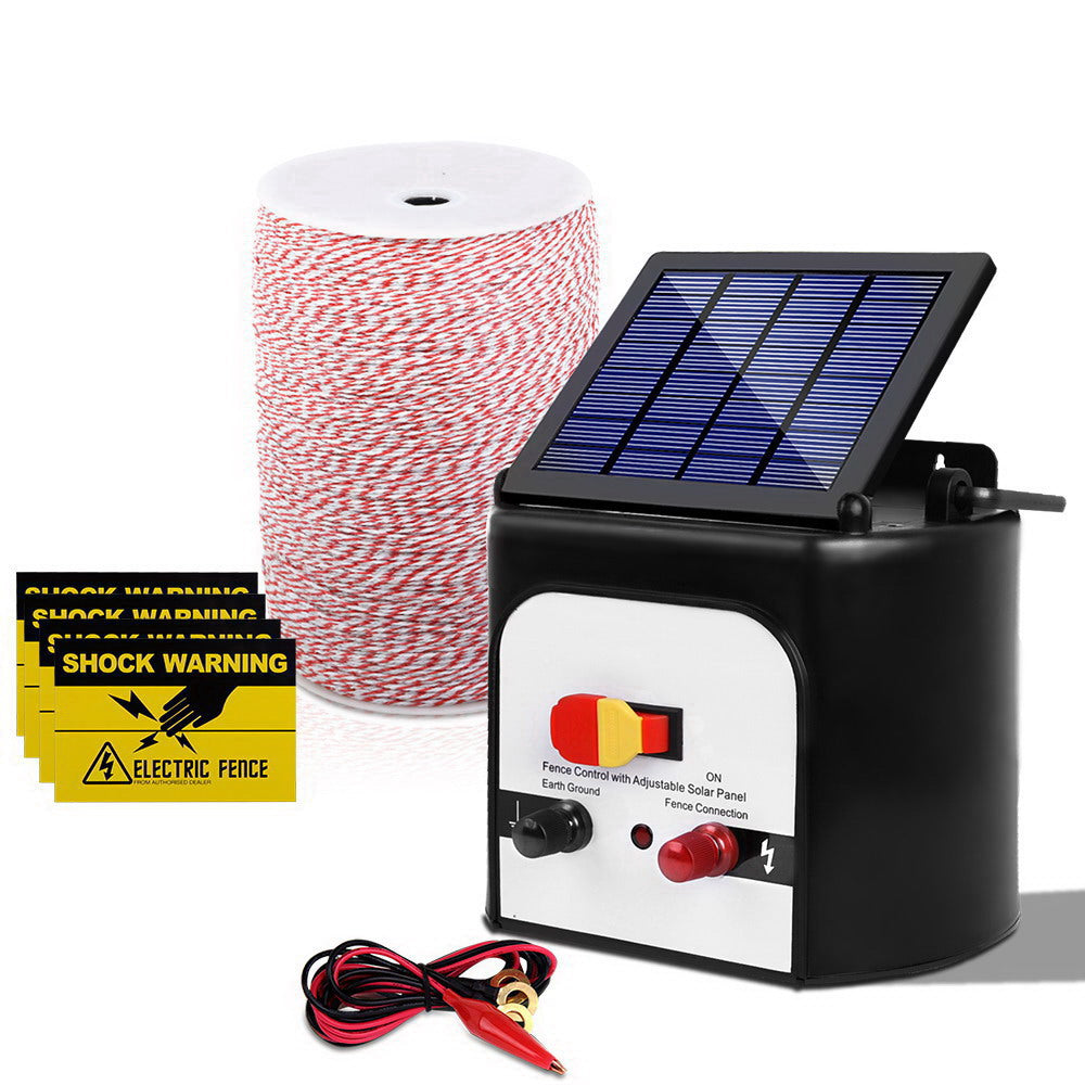8km Solar Powered Fence Energiser with 2km Poly Wire Electric Fencing
