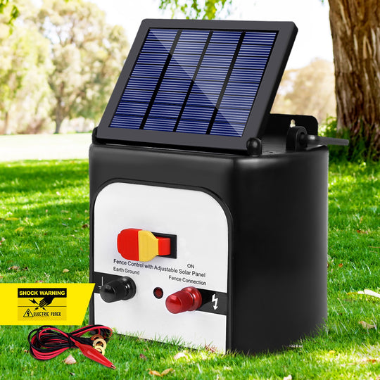 Fence Energiser 8Km Solar Powered 0.3J Electric Fencing Charger, Giantz Power White Sfc