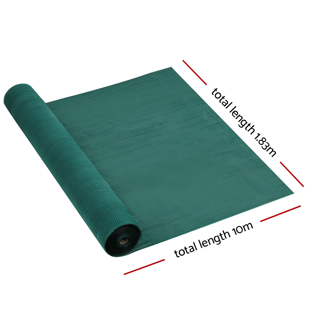50% Shade Cloth 3.66x10m - Heavy Duty Garden Mesh Roll, Green