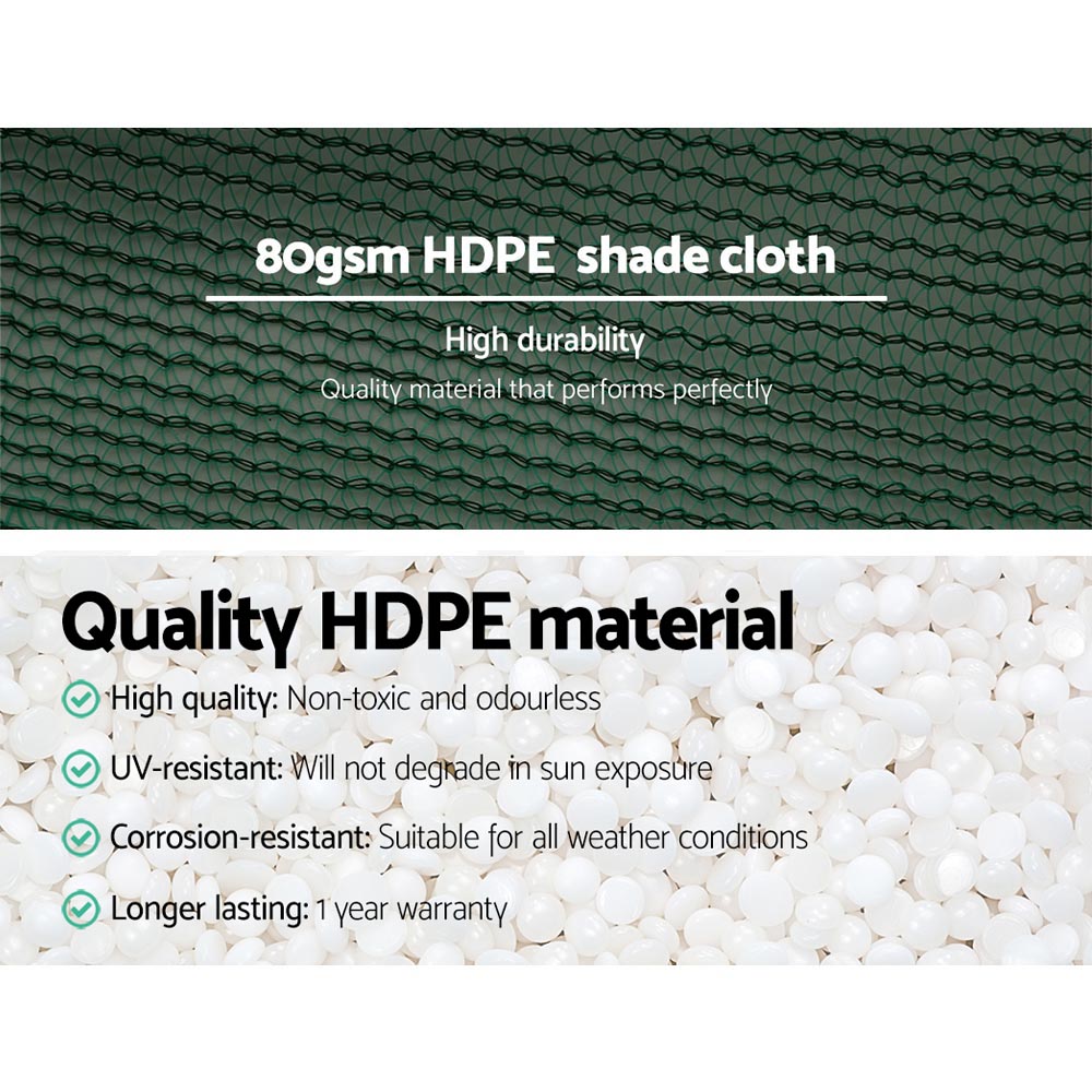 50% Shade Cloth 3.66x10m - Heavy Duty Garden Mesh Roll, Green